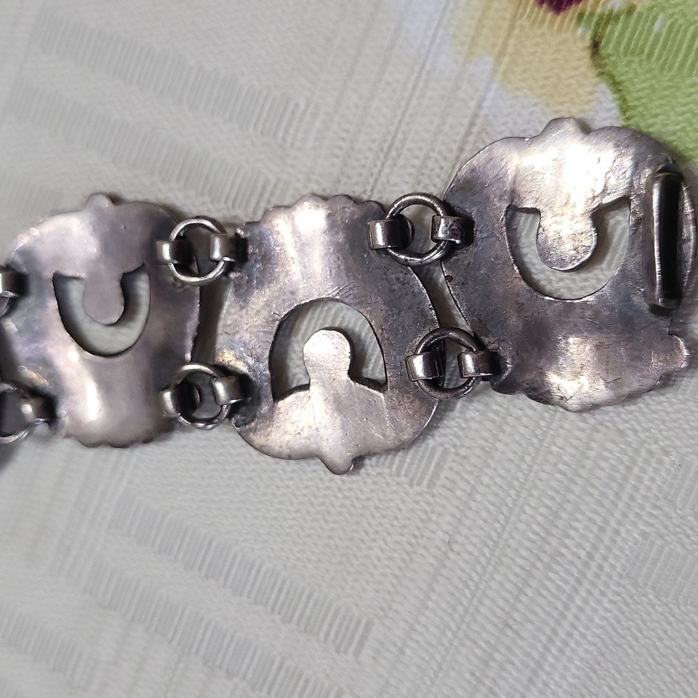 Vintage Los Castillo Mexican Sterling Silver Flower Bracelet - Picture 8 of 9